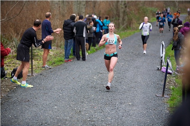 Approaching the Hatley Castle 8k finish. 