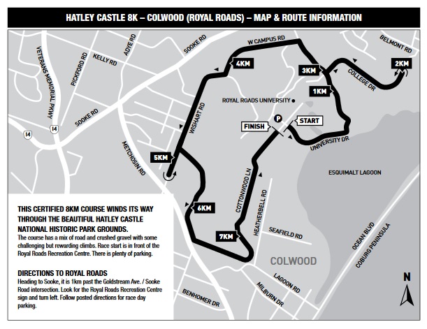 Hatley Castle 8k course map