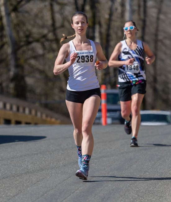 Within 1km of the finish line at the Comox Valley RV Half Marathon