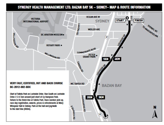 Bazan Bay 5k course map.