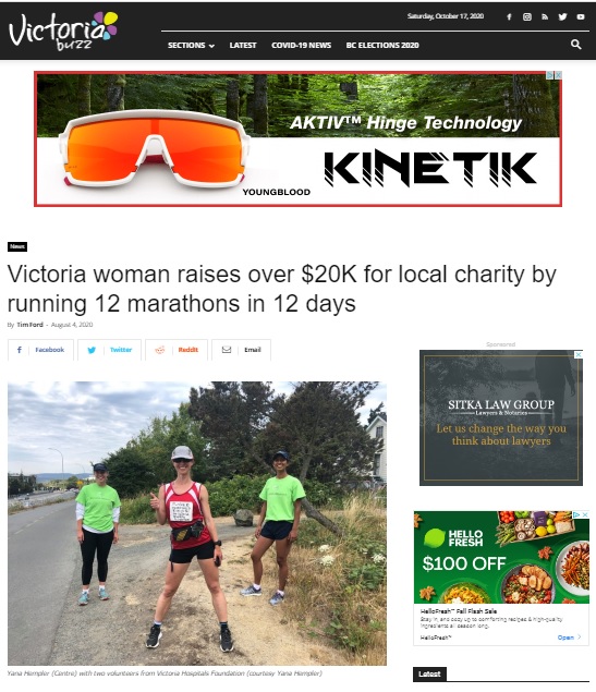 Victoria Buzz 2020 feature at the end of the 12 Marathons in 12 Days challenge