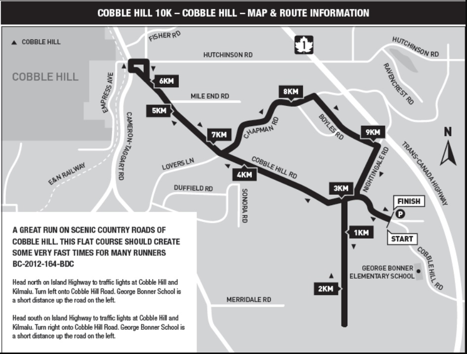 Cobble Hill 10k course map 2022