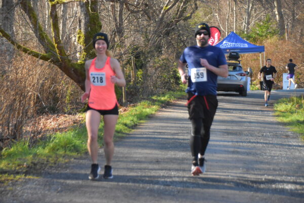 Hatley Castle 8k, warm-up with my friend. Photo by Joseph Camilleri.