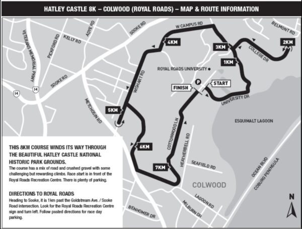 Hatley Castle 8k 2022 Course Map